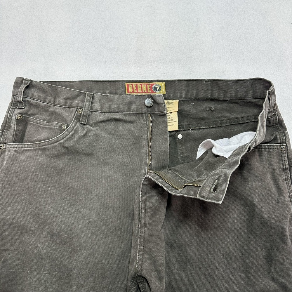 Berne Workwear Jeans Mens 38x34 Gray Regular Straight Canvas Carpenter Pants - Picture 3 of 14